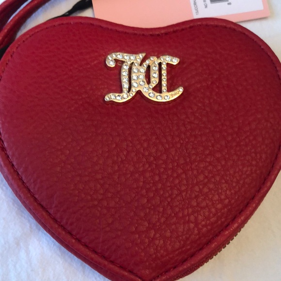 Juicy Couture Cool Red No Rules Heart Zip Around Wristlet JC Logo NWT - Picture 4 of 16